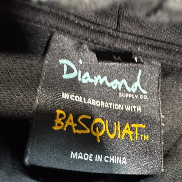 Diamond Supply x Basquiat Gem Spa Hoodie Size M Art Pullover VTG Y2K Black - Picture 2 of 7